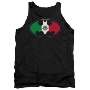 AN OFFCIALLY LICENSED BATMAN MEXICAN FLAG SHIELD ADULT UNISEX TANK TOP BLACK