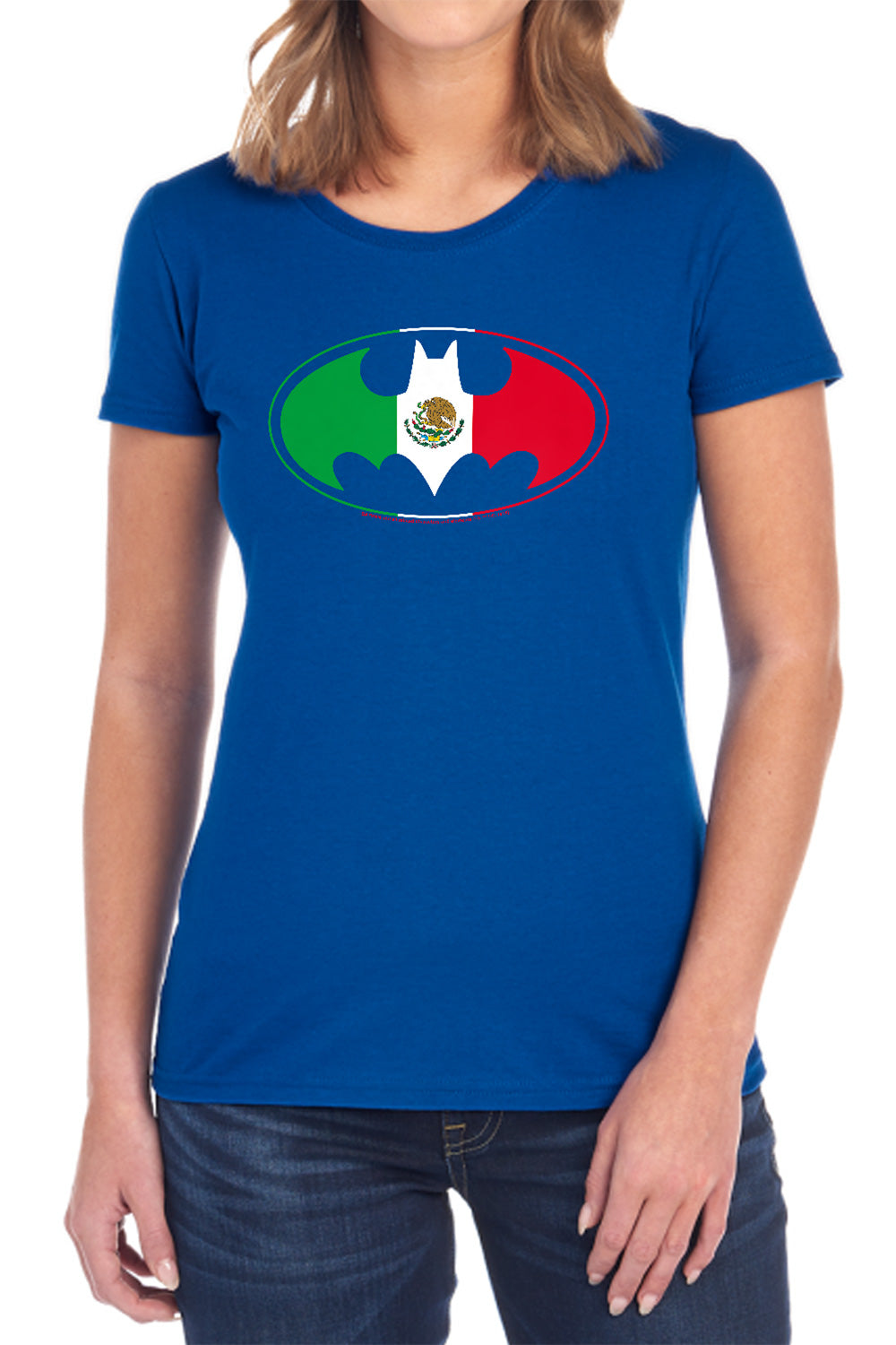 AN OFFCIALLY LICENSED BATMAN MEXICAN FLAG SHIELD WOMEN'S REGULAR FIT T-SHIRT BLACK