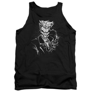 AN OFFCIALLY LICENSED BATMAN JOKERS SPLATTER SMILE ADULT UNISEX TANK TOP BLACK