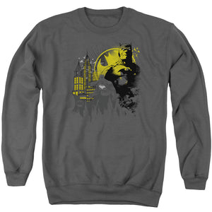 AN OFFCIALLY LICENSED BATMAN THE DARK CITY ADULT UNISEX CREWNECK SWEATSHIRT CHARCOAL