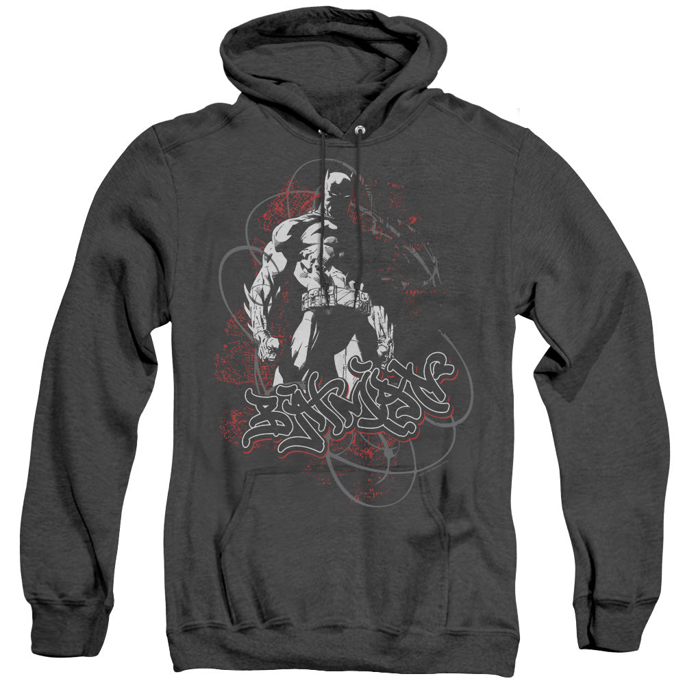 AN OFFCIALLY LICENSED BATMAN URBAN GOTHAM ADULT UNISEX HEATHER PULLOVER HOODIE BLACK