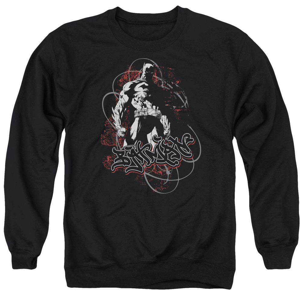 AN OFFCIALLY LICENSED BATMAN URBAN GOTHAM ADULT UNISEX CREWNECK SWEATSHIRT BLACK