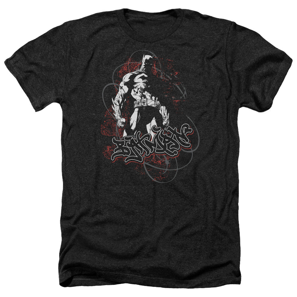 AN OFFCIALLY LICENSED BATMAN URBAN GOTHAM MEN'S HEATHER T-SHIRT CHARCOAL