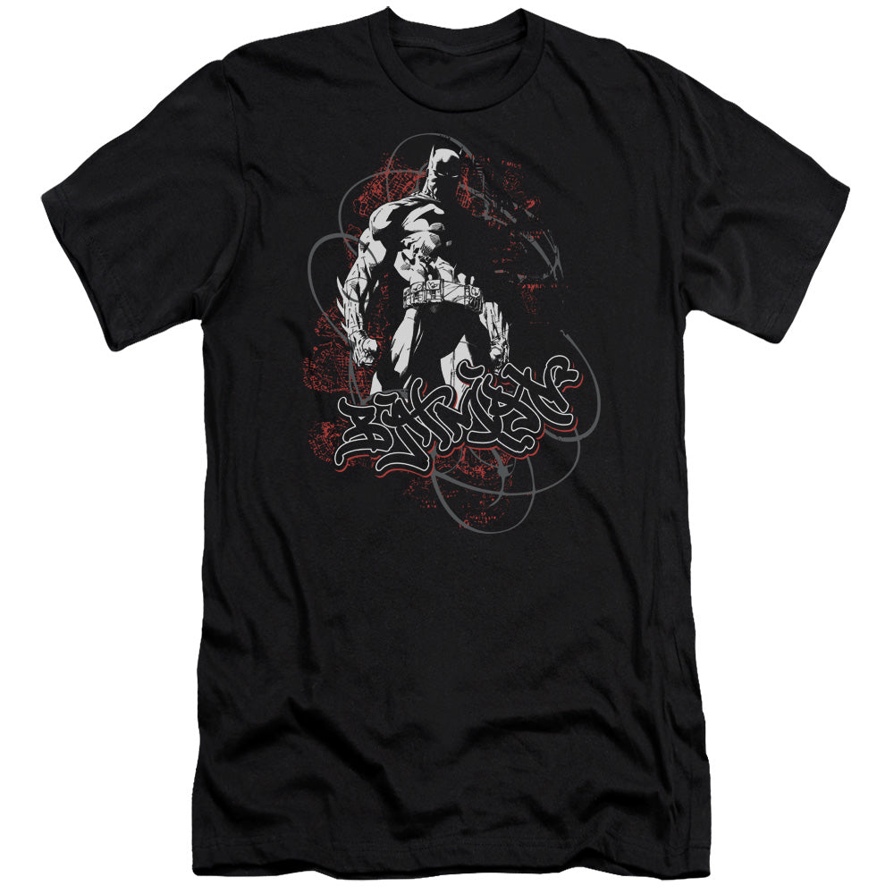 AN OFFCIALLY LICENSED BATMAN URBAN GOTHAM MEN'S PREMIUM SLIM FIT T-SHIRT BLACK