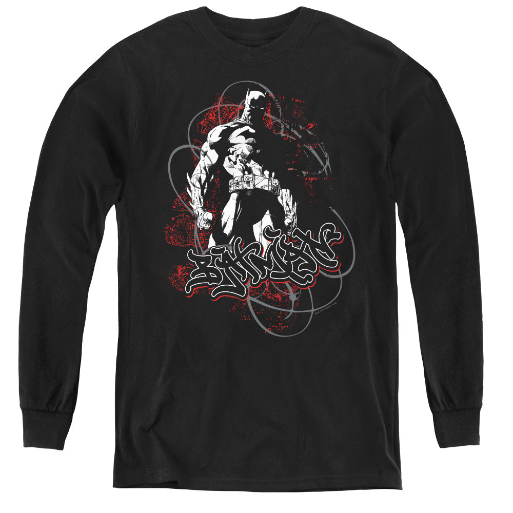 AN OFFCIALLY LICENSED BATMAN URBAN GOTHAM YOUTH LONG SLEEVE T-SHIRT BLACK