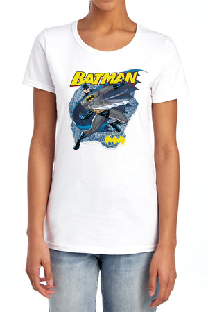 AN OFFCIALLY LICENSED BATMAN TASTE THE METAL WOMEN'S REGULAR FIT T-SHIRT CAROLINA BLUE