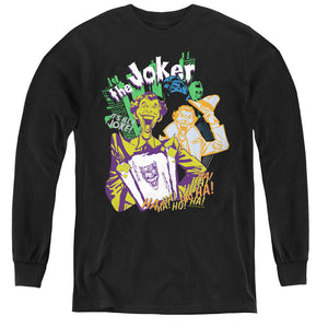 AN OFFCIALLY LICENSED BATMAN ITS ALL A JOKE YOUTH LONG SLEEVE T-SHIRT BLACK