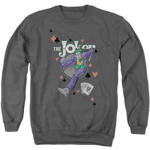 AN OFFCIALLY LICENSED BATMAN ALWAYS A JOKER ADULT UNISEX CREWNECK SWEATSHIRT CHARCOAL