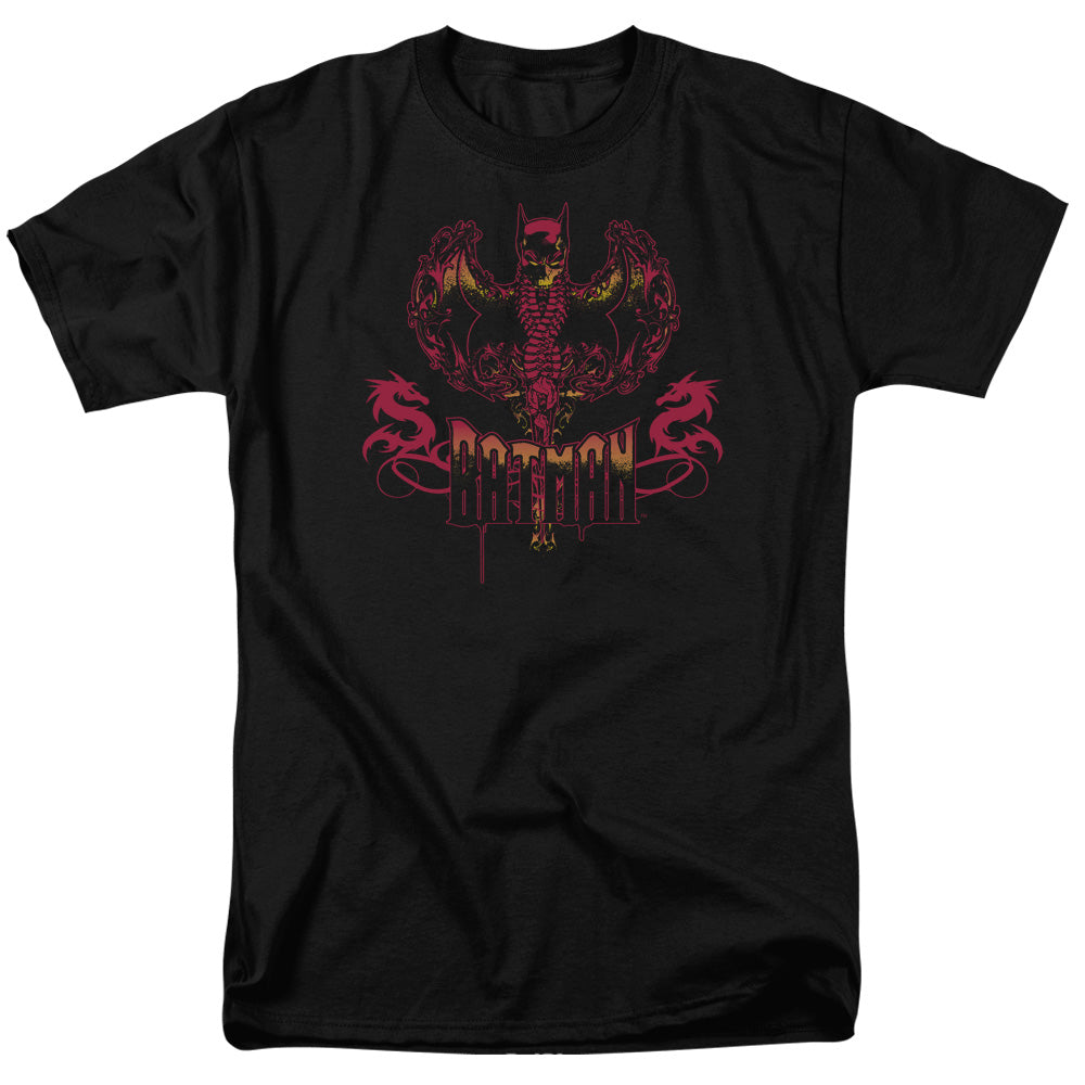 AN OFFCIALLY LICENSED BATMAN HEART OF FIRE MEN'S REGULAR FIT T-SHIRT BLACK