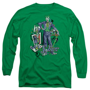 AN OFFCIALLY LICENSED BATMAN WILD CARDS MEN'S LONG SLEEVE T-SHIRT KELLY GREEN