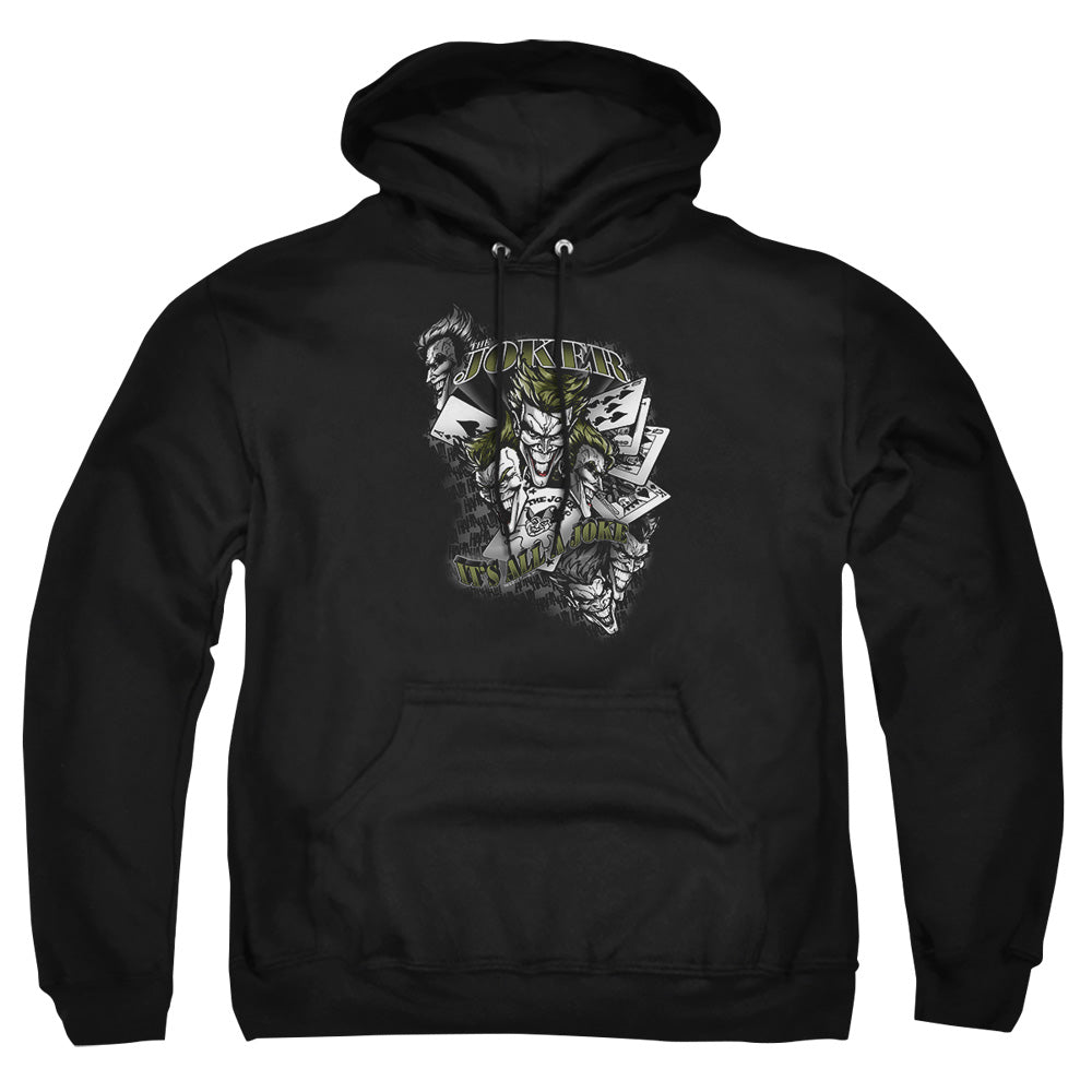 AN OFFCIALLY LICENSED BATMAN ITS ALL A JOKE ADULT UNISEX PULLOVER HOODIE BLACK