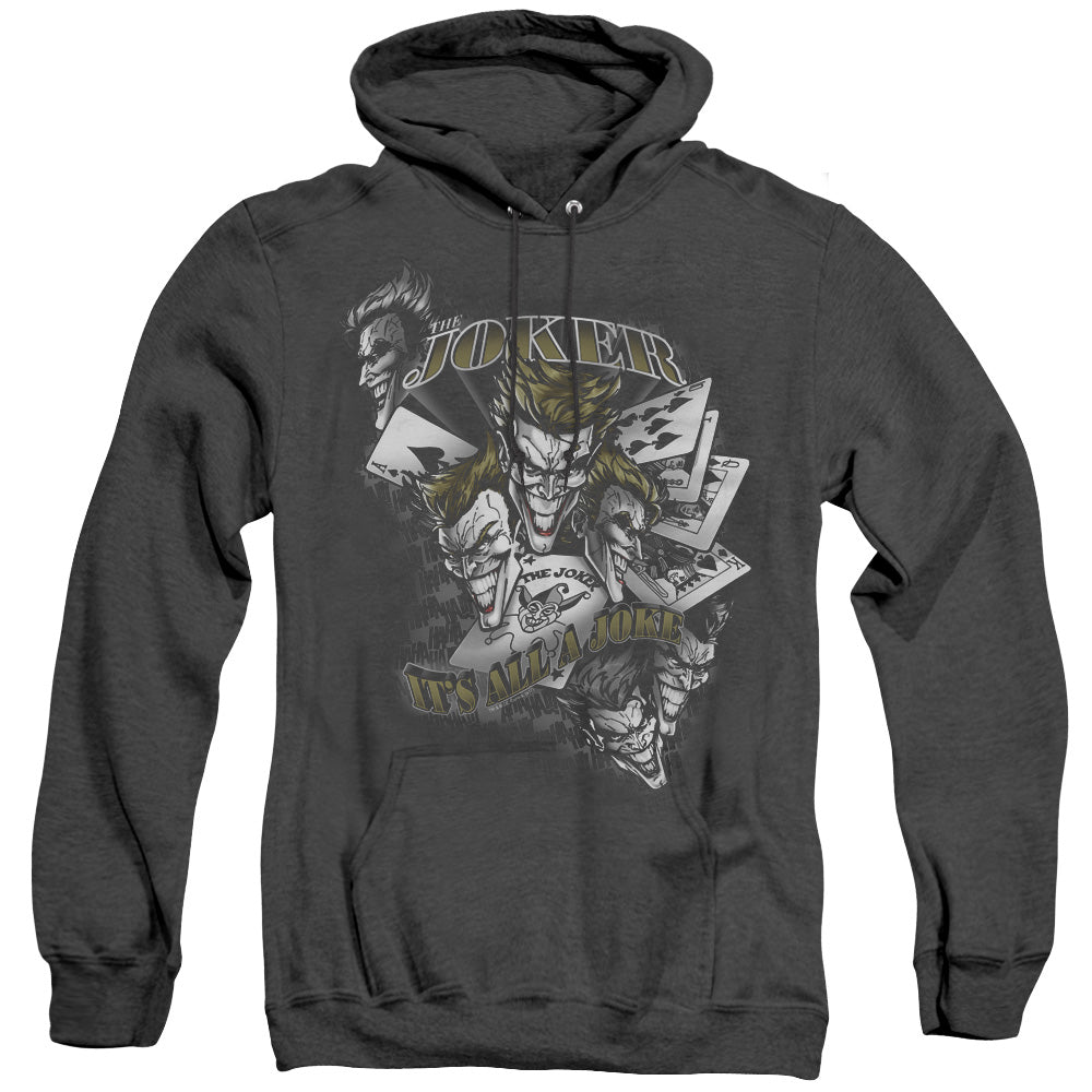AN OFFCIALLY LICENSED BATMAN ITS ALL A JOKE ADULT UNISEX HEATHER PULLOVER HOODIE BLACK
