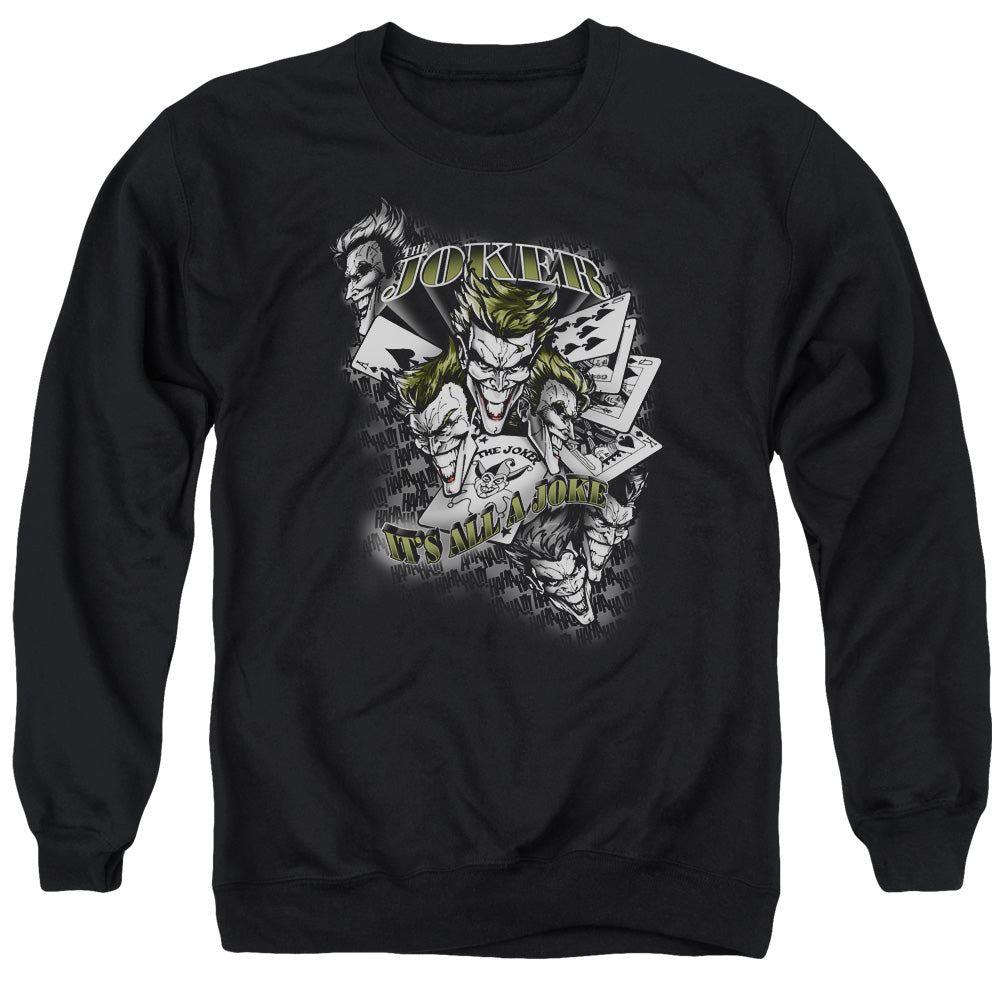 AN OFFCIALLY LICENSED BATMAN ITS ALL A JOKE ADULT UNISEX CREWNECK SWEATSHIRT BLACK