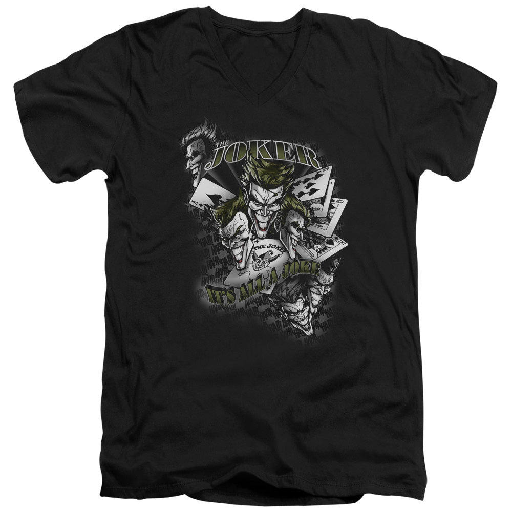 AN OFFCIALLY LICENSED BATMAN ITS ALL A JOKE MEN'S V-NECK T-SHIRT BLACK