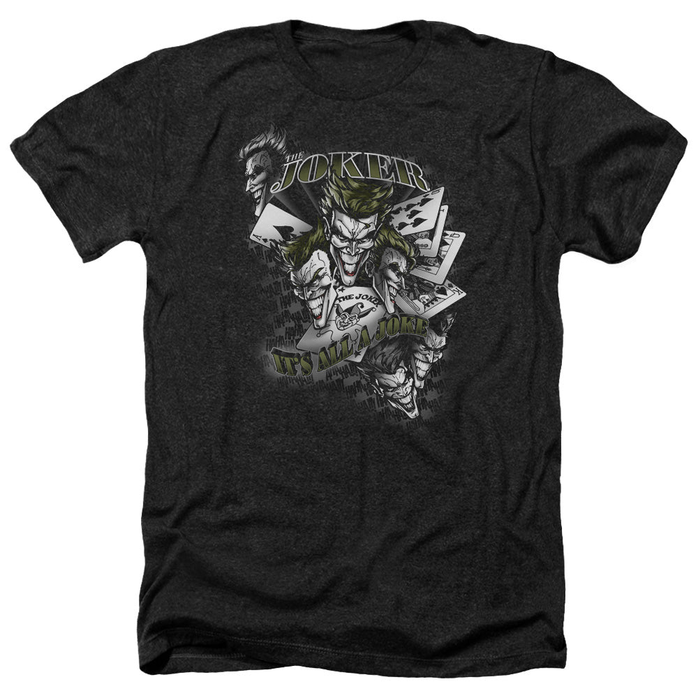 AN OFFCIALLY LICENSED BATMAN ITS ALL A JOKE MEN'S HEATHER T-SHIRT CHARCOAL