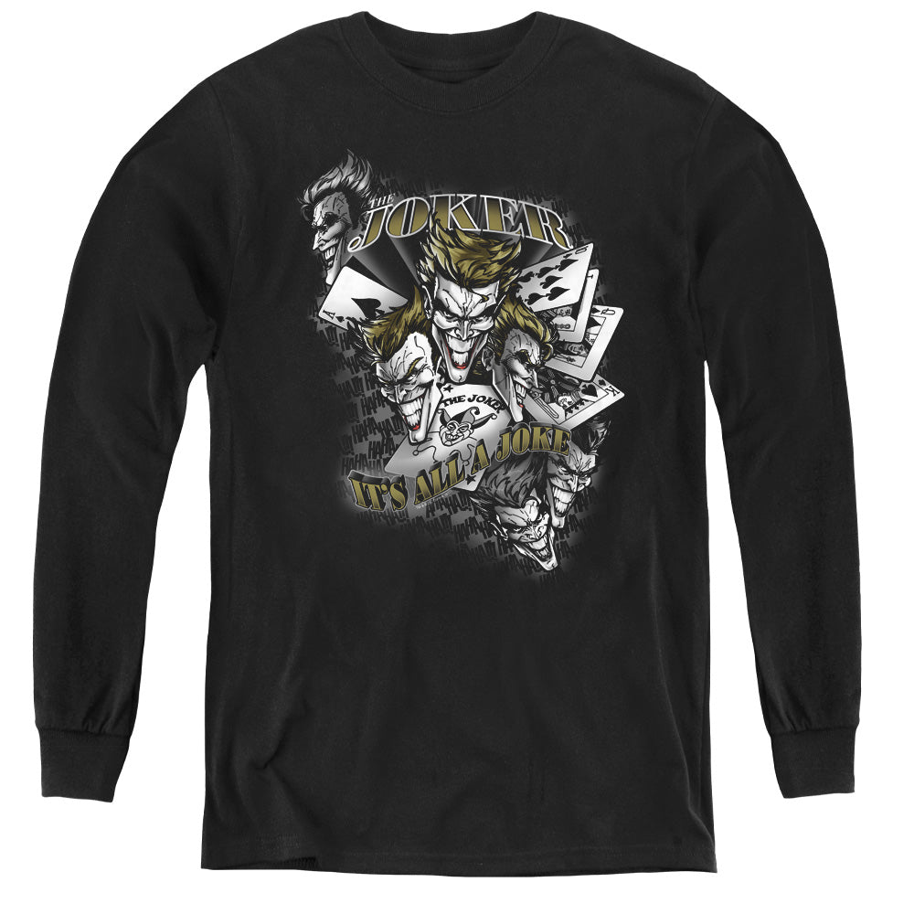 AN OFFCIALLY LICENSED BATMAN ITS ALL A JOKE YOUTH LONG SLEEVE T-SHIRT BLACK