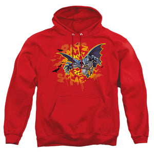 AN OFFCIALLY LICENSED BATMAN BATS DONT SCARE ME ADULT UNISEX PULLOVER HOODIE RED