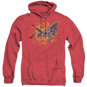 AN OFFCIALLY LICENSED BATMAN BATS DONT SCARE ME ADULT UNISEX HEATHER PULLOVER HOODIE RED