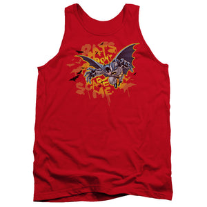 AN OFFCIALLY LICENSED BATMAN BATS DONT SCARE ME ADULT UNISEX TANK TOP RED