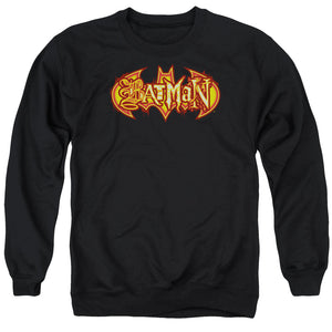 AN OFFCIALLY LICENSED BATMAN FIERY SHIELD ADULT UNISEX CREWNECK SWEATSHIRT BLACK