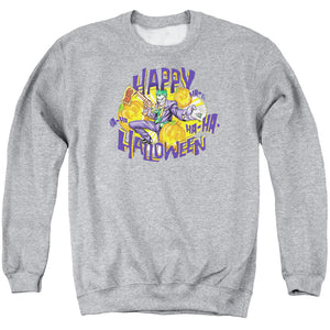 AN OFFCIALLY LICENSED BATMAN HA HA HALLOWEEN ADULT UNISEX CREWNECK SWEATSHIRT ATHLETIC HEATHER