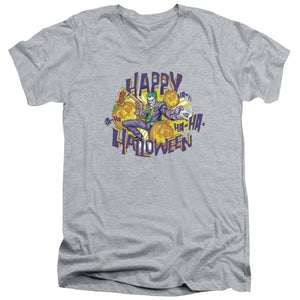 AN OFFCIALLY LICENSED BATMAN HA HA HALLOWEEN MEN'S V-NECK T-SHIRT ATHLETIC HEATHER