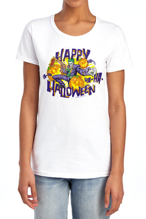 AN OFFCIALLY LICENSED BATMAN HA HA HALLOWEEN WOMEN'S REGULAR FIT T-SHIRT ATHLETIC HEATHER
