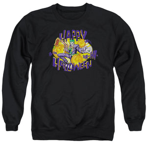 AN OFFCIALLY LICENSED BATMAN HA HA HALLOWEEN ADULT UNISEX CREWNECK SWEATSHIRT BLACK