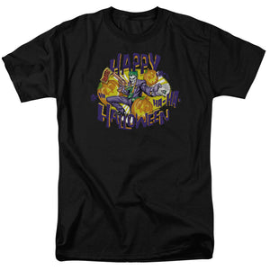 AN OFFCIALLY LICENSED BATMAN HA HA HALLOWEEN MEN'S REGULAR FIT T-SHIRT BLACK