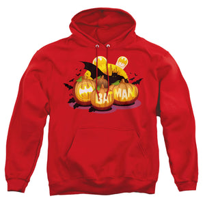 AN OFFCIALLY LICENSED BATMAN BAT O LANTERNS ADULT UNISEX PULLOVER HOODIE RED