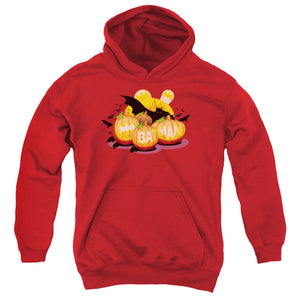 AN OFFCIALLY LICENSED BATMAN BAT O LANTERNS YOUTH HOODIE RED