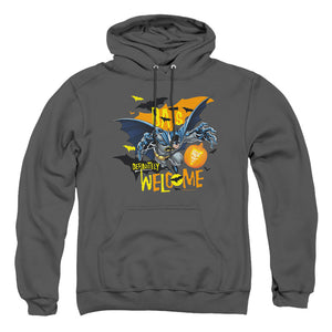 AN OFFCIALLY LICENSED BATMAN BATS WELCOME ADULT UNISEX PULLOVER HOODIE CHARCOAL