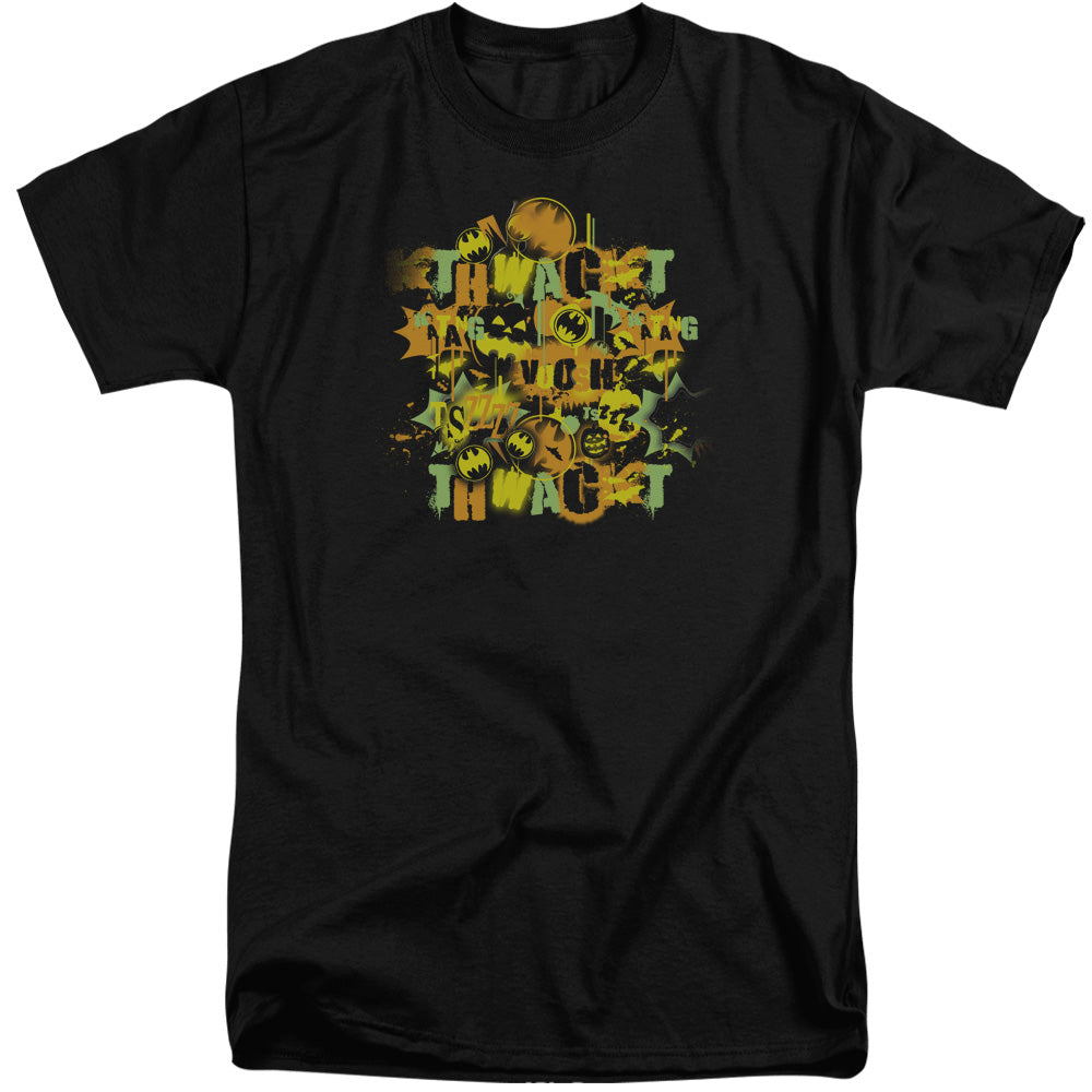 AN OFFCIALLY LICENSED BATMAN HALLOWEEN KNIGHT SOUNDS MEN'S TALL FIT T-SHIRT BLACK