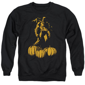 AN OFFCIALLY LICENSED BATMAN A BAT AMONG PUMPKINS ADULT UNISEX CREWNECK SWEATSHIRT BLACK