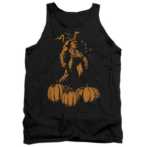 AN OFFCIALLY LICENSED BATMAN A BAT AMONG PUMPKINS ADULT UNISEX TANK TOP BLACK