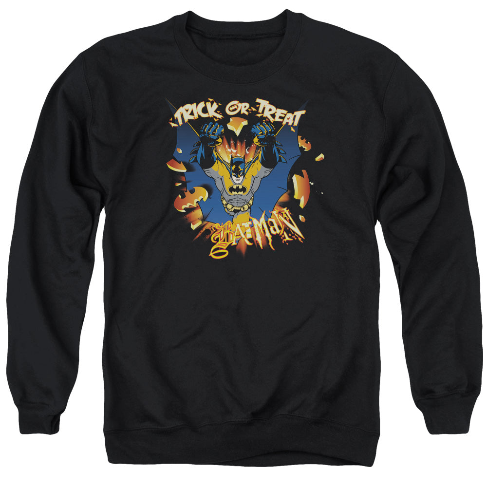 AN OFFCIALLY LICENSED BATMAN PUMPKIN BURST ADULT UNISEX CREWNECK SWEATSHIRT BLACK