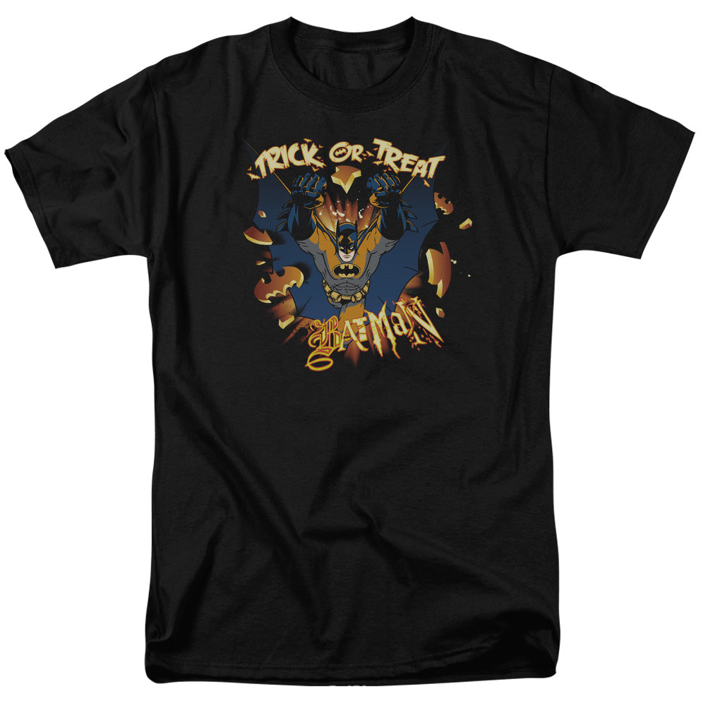 AN OFFCIALLY LICENSED BATMAN PUMPKIN BURST MEN'S REGULAR FIT T-SHIRT BLACK