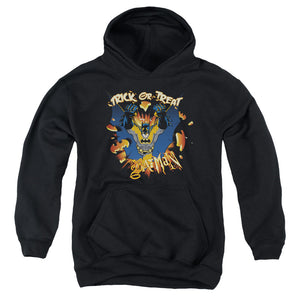 AN OFFCIALLY LICENSED BATMAN PUMPKIN BURST YOUTH HOODIE BLACK