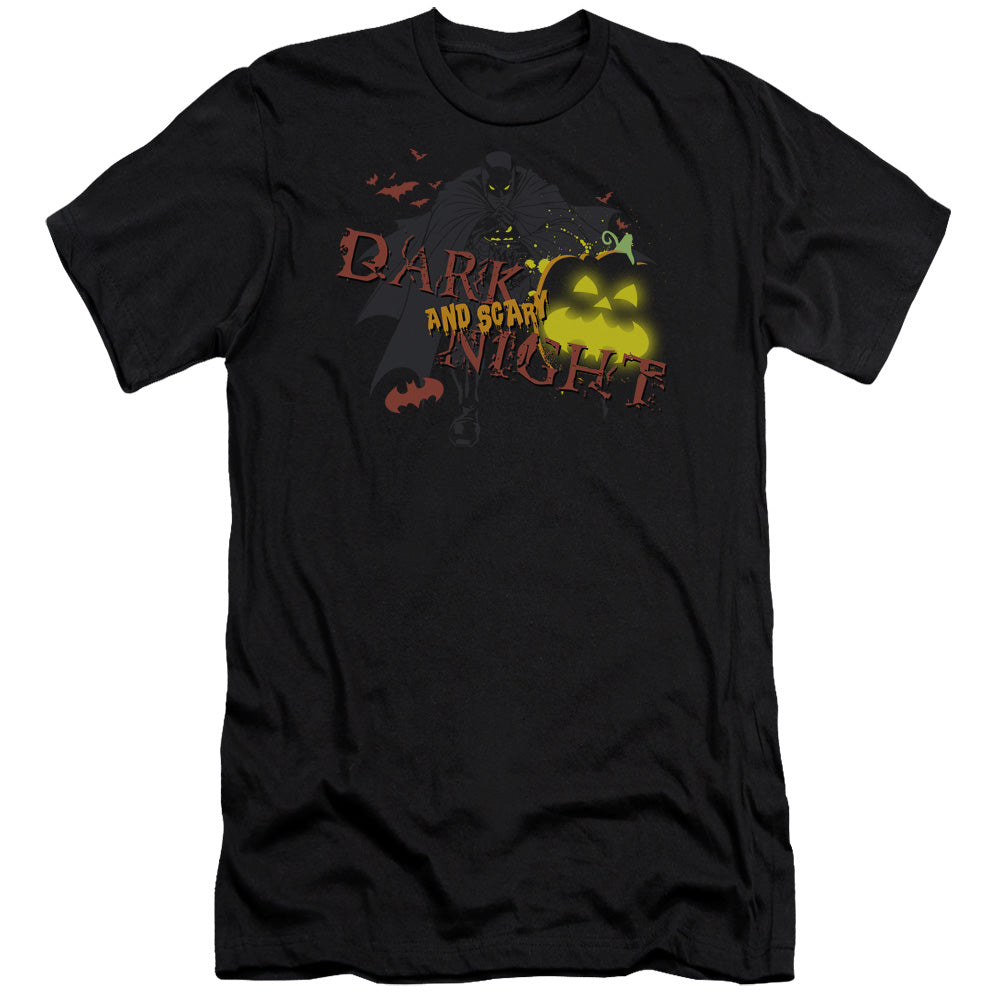 AN OFFCIALLY LICENSED BATMAN DARK AND SCARY NIGHT MEN'S PREMIUM SLIM FIT T-SHIRT BLACK