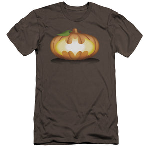 AN OFFCIALLY LICENSED BATMAN BAT PUMPKIN LOGO MEN'S PREMIUM SLIM FIT T-SHIRT CHARCOAL