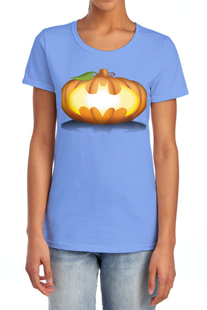 AN OFFCIALLY LICENSED BATMAN BAT PUMPKIN LOGO WOMEN'S REGULAR FIT T-SHIRT CHARCOAL