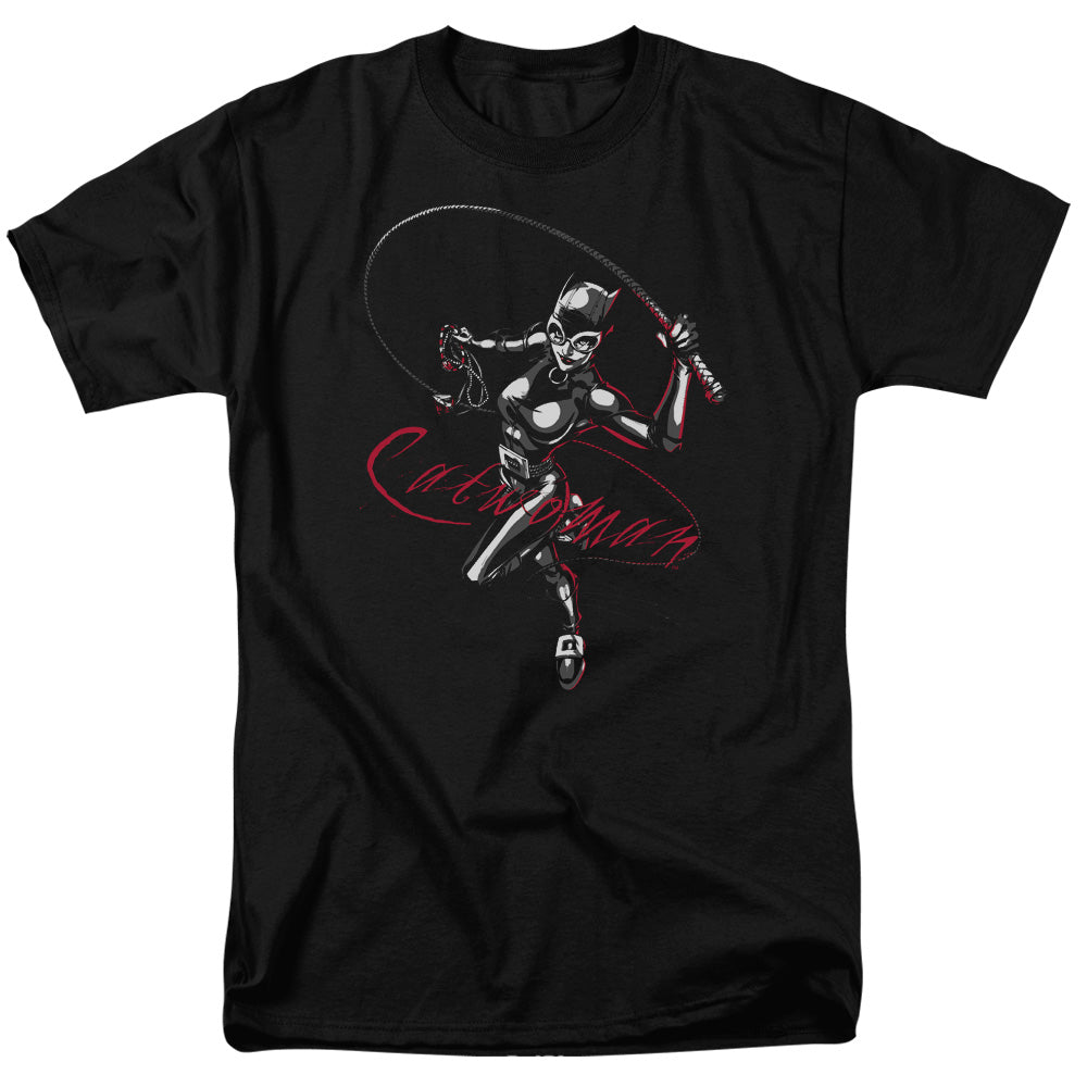 AN OFFCIALLY LICENSED BATMAN KITTEN WITH A WHIP MEN'S REGULAR FIT T-SHIRT BLACK