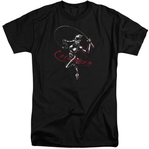 AN OFFCIALLY LICENSED BATMAN KITTEN WITH A WHIP MEN'S TALL FIT T-SHIRT BLACK