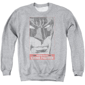 AN OFFCIALLY LICENSED BATMAN ORGINAL CRIME FIGHTER ADULT UNISEX CREWNECK SWEATSHIRT ATHLETIC HEATHER
