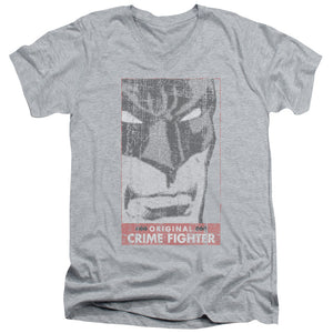 AN OFFCIALLY LICENSED BATMAN ORGINAL CRIME FIGHTER MEN'S V-NECK T-SHIRT ATHLETIC HEATHER