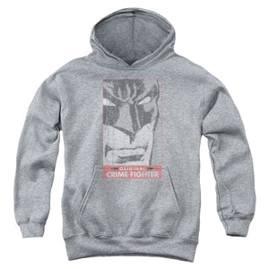 AN OFFCIALLY LICENSED BATMAN ORGINAL CRIME FIGHTER YOUTH HOODIE ATHLETIC HEATHER