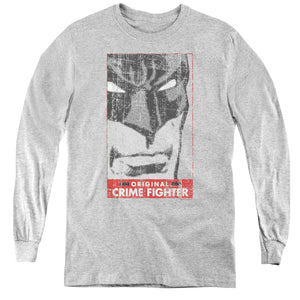 AN OFFCIALLY LICENSED BATMAN ORGINAL CRIME FIGHTER YOUTH LONG SLEEVE T-SHIRT ATHLETIC HEATHER