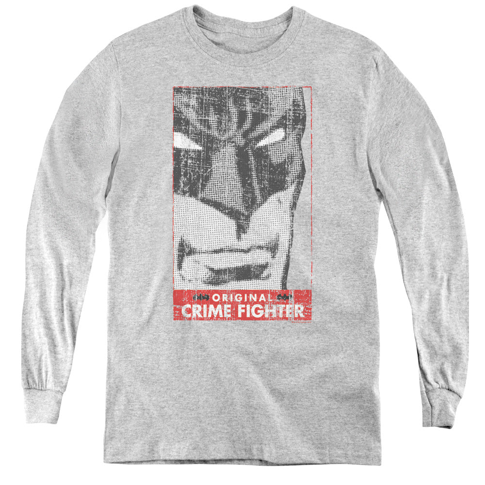 AN OFFCIALLY LICENSED BATMAN ORGINAL CRIME FIGHTER YOUTH LONG SLEEVE T-SHIRT ATHLETIC HEATHER
