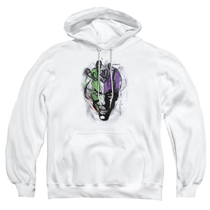 AN OFFCIALLY LICENSED BATMAN JOKER AIRBRUSH ADULT UNISEX PULLOVER HOODIE WHITE