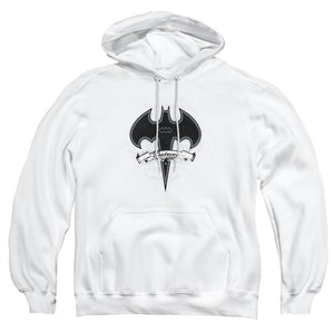 AN OFFCIALLY LICENSED BATMAN GOTHIC GOTHAM ADULT UNISEX PULLOVER HOODIE WHITE